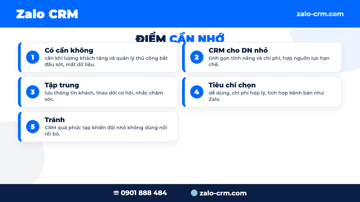 Tiêu chí chọn CRM cho doanh nghiệp nhỏ
