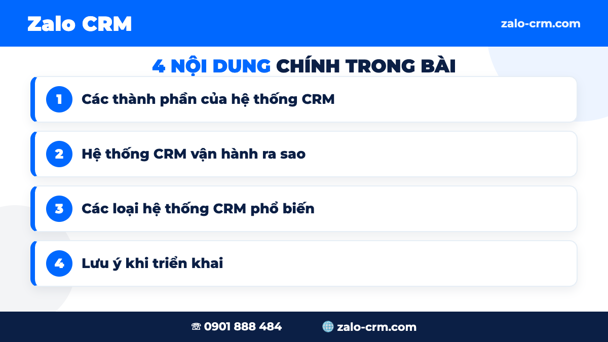 Các thành phần của hệ thống CRM