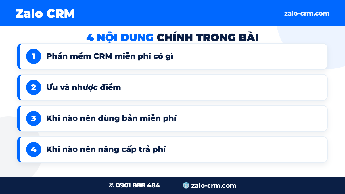 Phần mềm CRM miễn phí có những gì