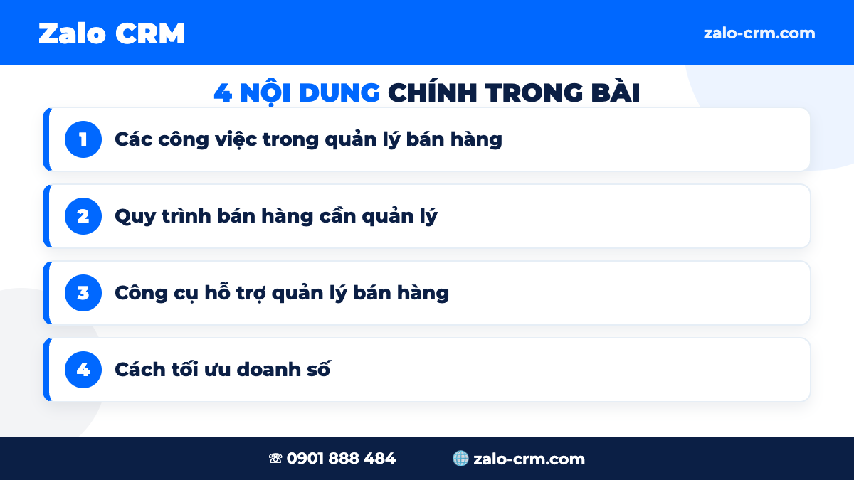 Các công việc trong quản lý bán hàng của doanh nghiệp